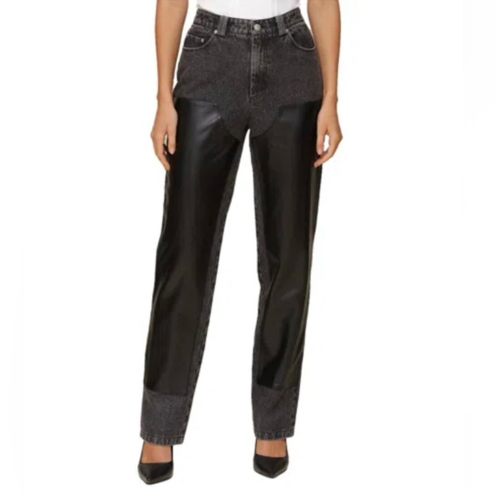 Avec les filles black with leather panels pants